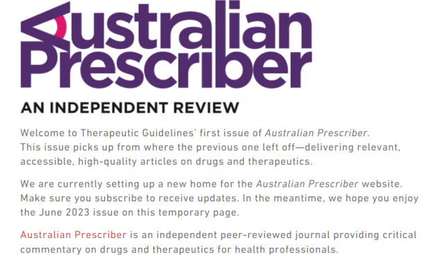 Australian Prescriber is back—and the future is bright! - Therapeutic ...